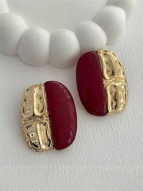 ZARA STYLE RED CHUNKY EARRINGS NEW SEASON